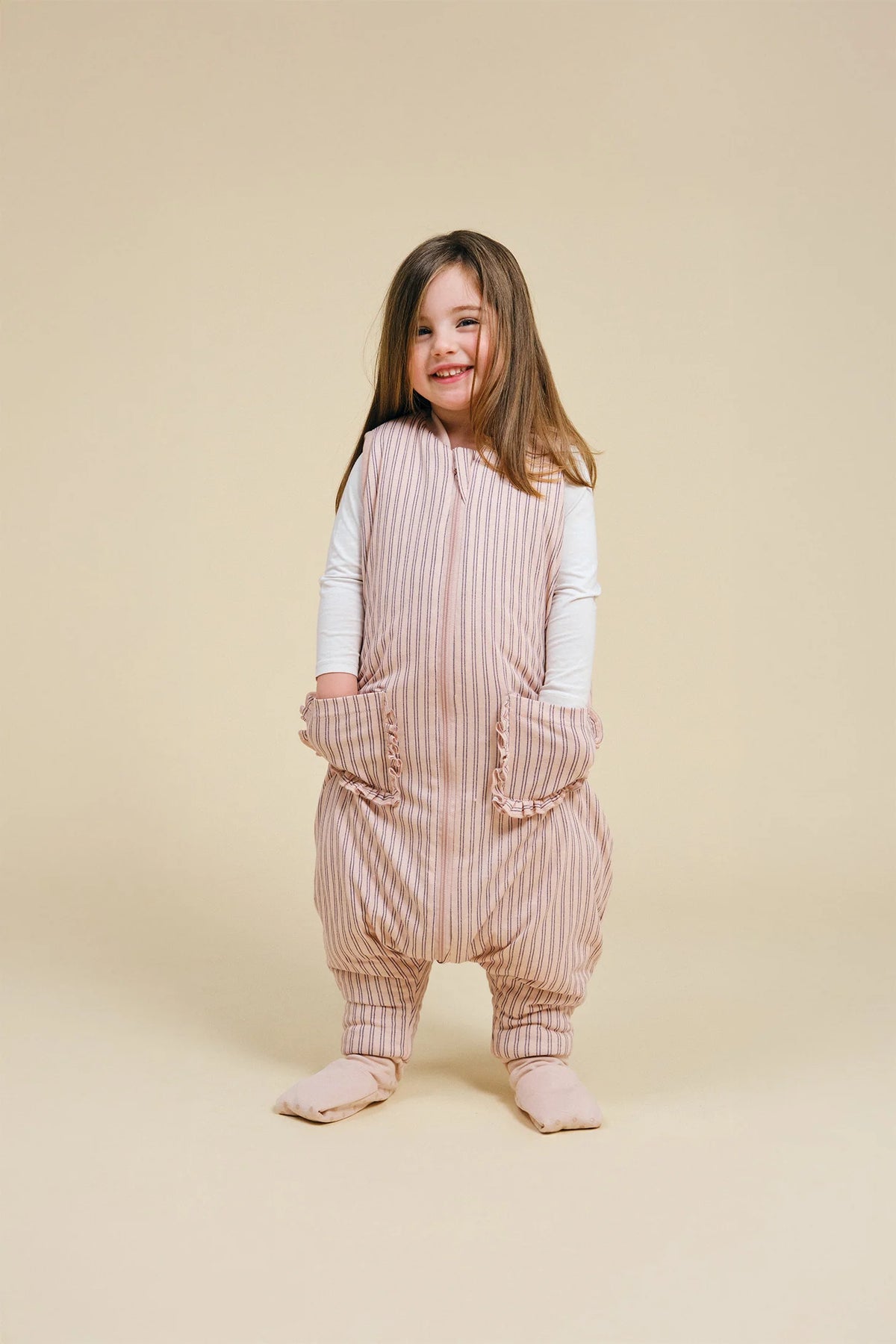 Pijama Manta con Calcetines Antideslizantes 2.5 TOG.-  Navy & Pink Stripes