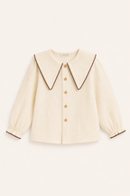 Blusa cuello pico ecru